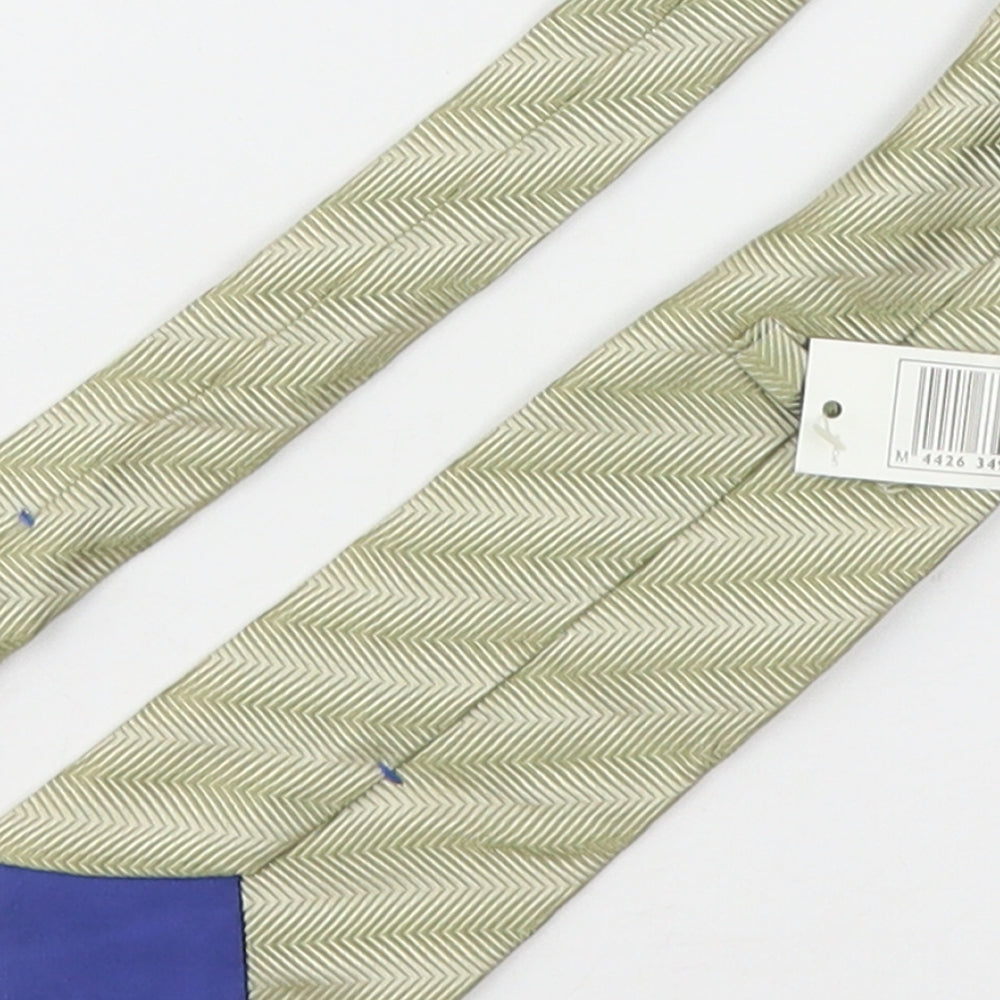 Marks and Spencer Mens Green Striped Silk Pointed Tie One Size
