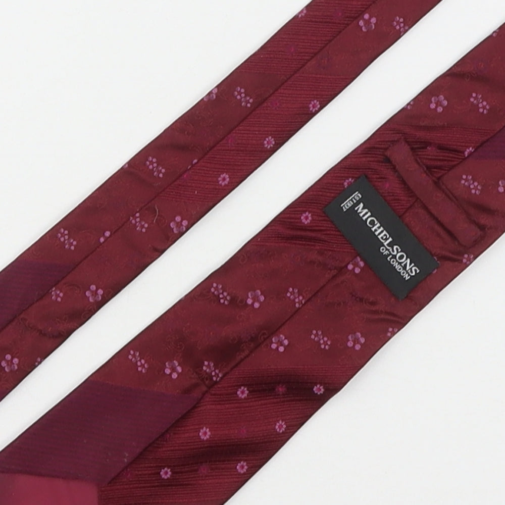 Michelsons Mens Purple Floral Silk Pointed Tie One Size