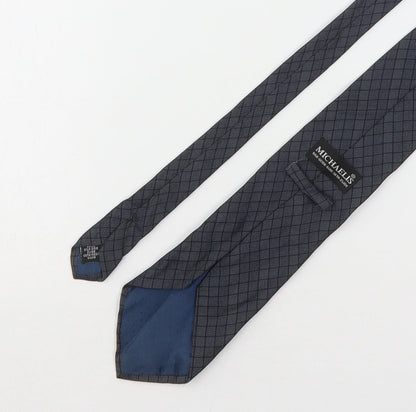 Michaelis Mens Blue Plaids & Checks Silk Pointed Tie One Size