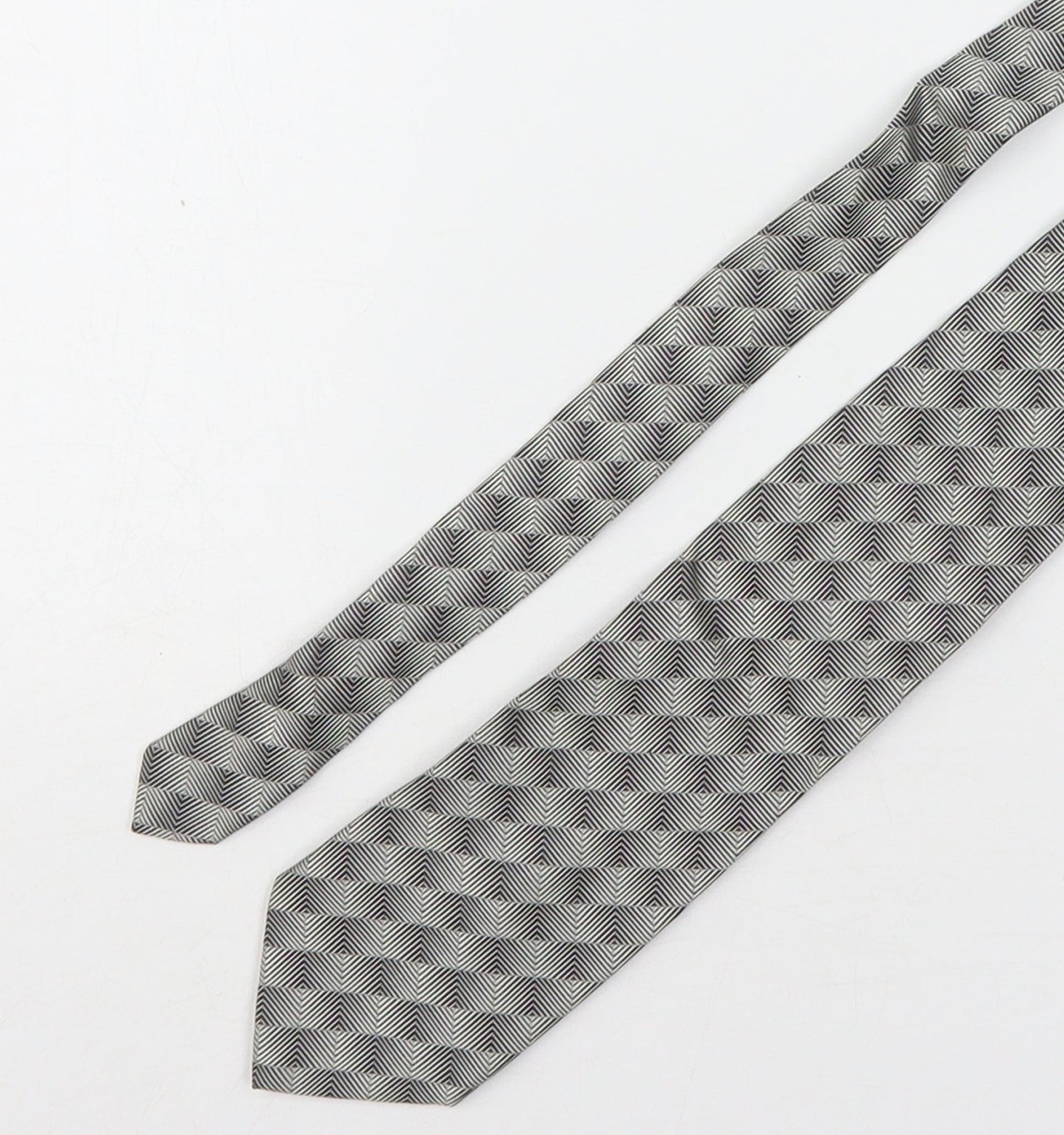 Marks and Spencer Mens Grey Geometric Silk Pointed Tie One Size