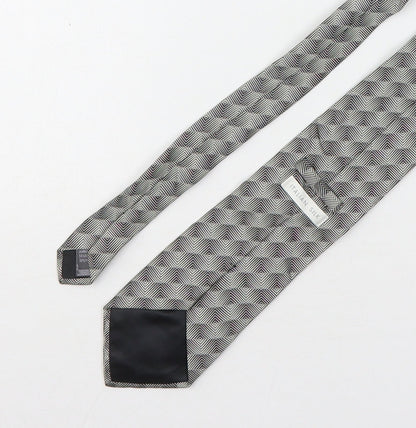 Marks and Spencer Mens Grey Geometric Silk Pointed Tie One Size