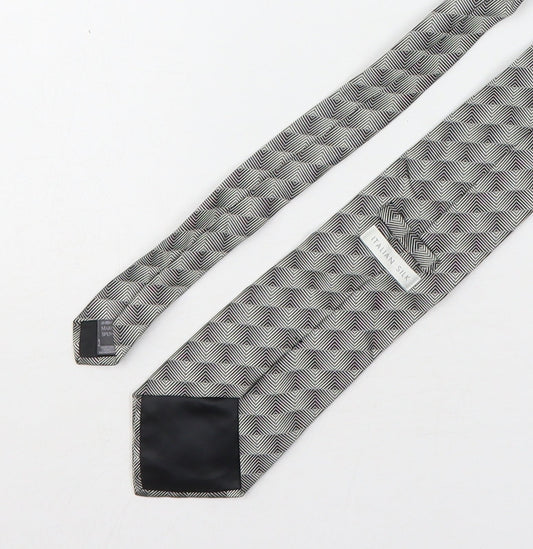 Marks and Spencer Mens Grey Geometric Silk Pointed Tie One Size