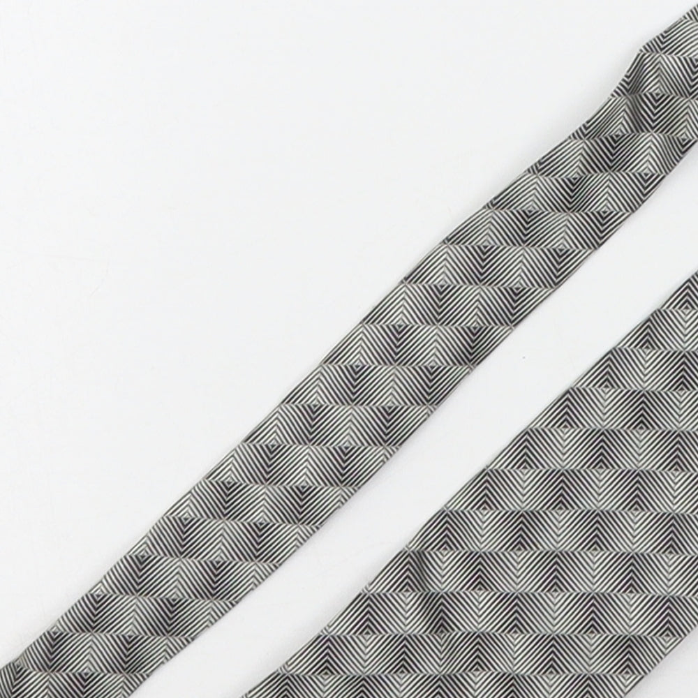 Marks and Spencer Mens Grey Geometric Silk Pointed Tie One Size