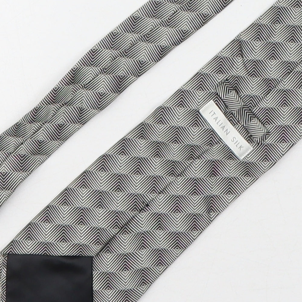 Marks and Spencer Mens Grey Geometric Silk Pointed Tie One Size