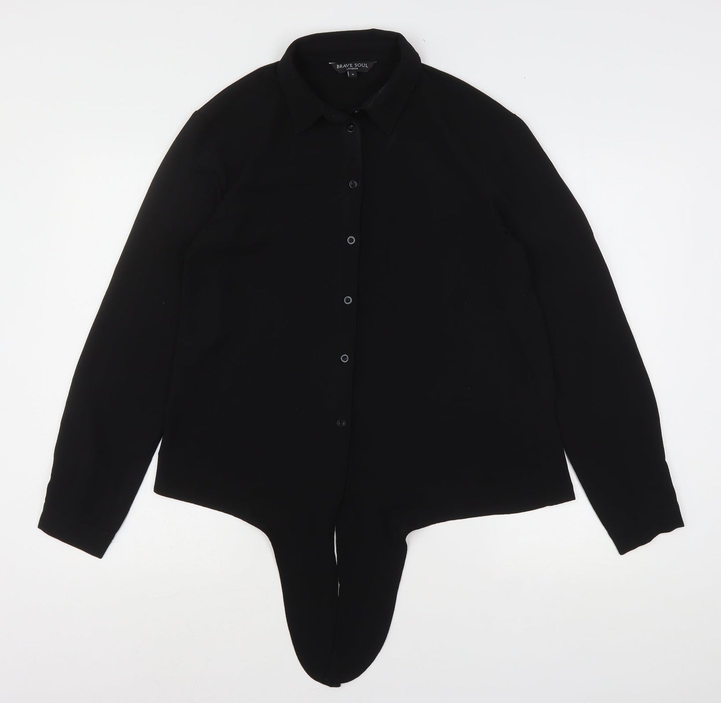 Womens UK Size S Brave Soul Black Basic Button-Up