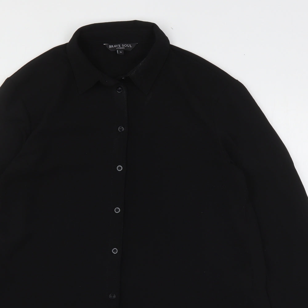 Womens UK Size S Brave Soul Black Basic Button-Up