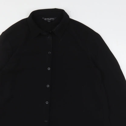 Womens UK Size S Brave Soul Black Basic Button-Up