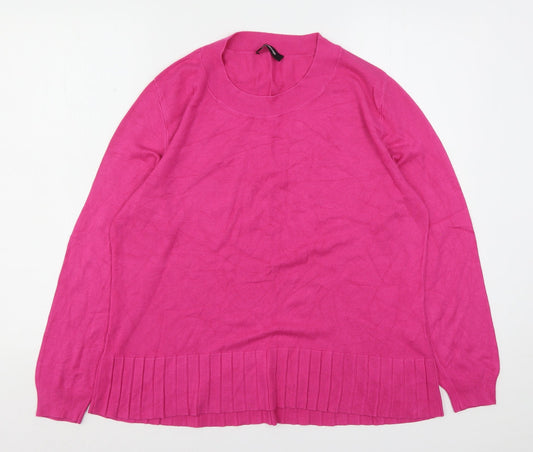 Kaleidoscope Womens Pink Round Neck  Viscose Pullover Jumper Size 14