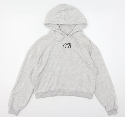 H&M Womens Grey  Cotton Pullover Hoodie Size M   - Cropped