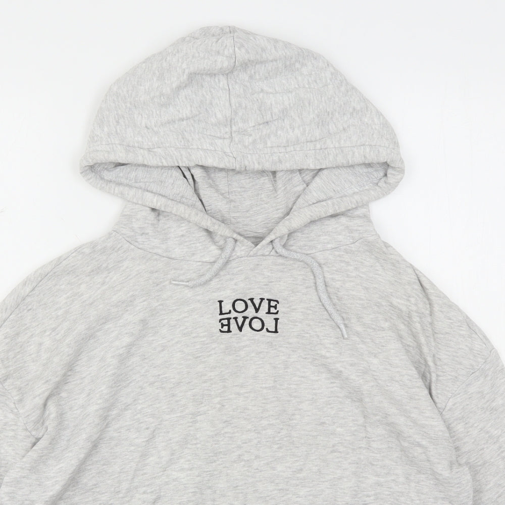 H&M Womens Grey  Cotton Pullover Hoodie Size M   - Cropped