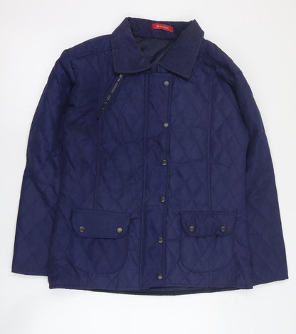 Womens UK Size 10 Influence Blue Quilted Coat