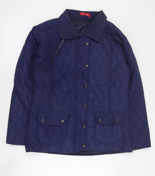 Womens UK Size 10 Influence Blue Quilted Coat