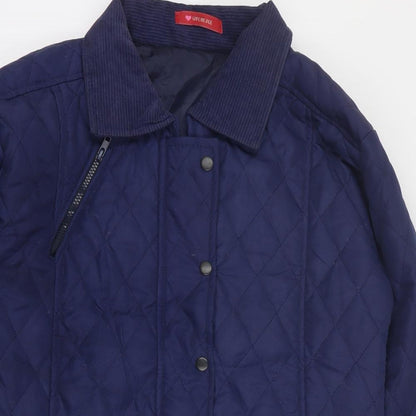 Womens UK Size 10 Influence Blue Quilted Coat