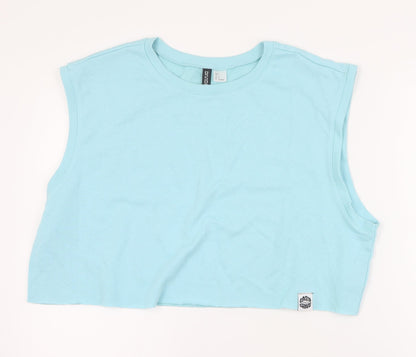 H&M Womens Blue  Cotton Pullover Sweatshirt Size L  Pullover - Cropped