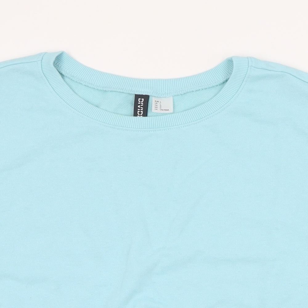 H&M Womens Blue  Cotton Pullover Sweatshirt Size L  Pullover - Cropped