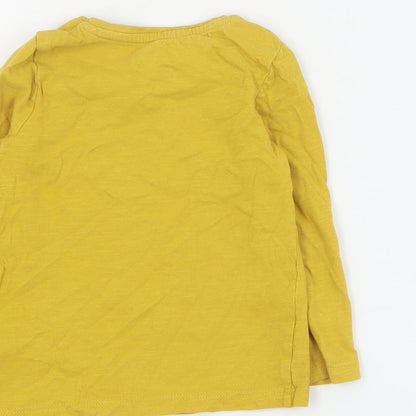 F&F Baby Yellow  100% Cotton Pullover T-Shirt Size 12-18 Months Round Neck Pullover - Slogan