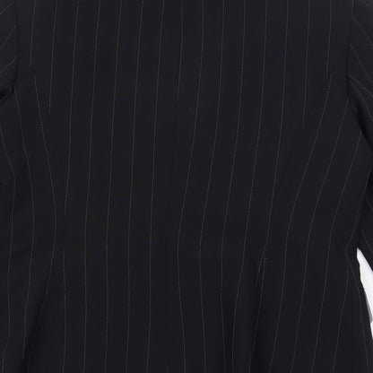 Select Womens Black Pinstripe Polyester Jacket Blazer Size 14
