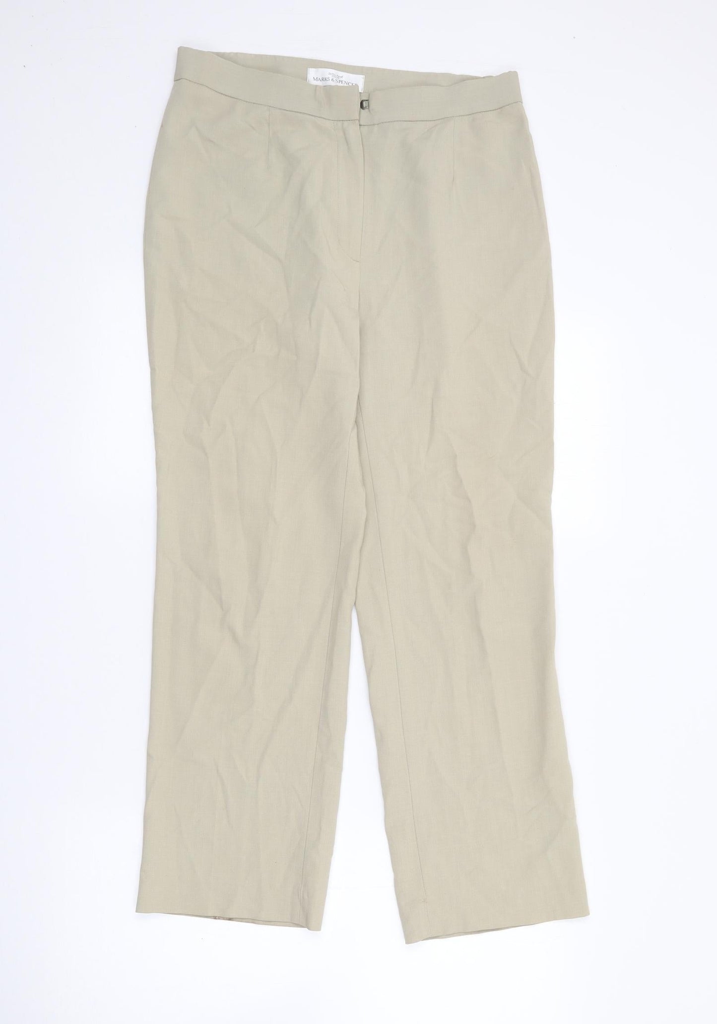 Womens UK Size 10 Marks and Spencer Regular Fit  Beige Trousers