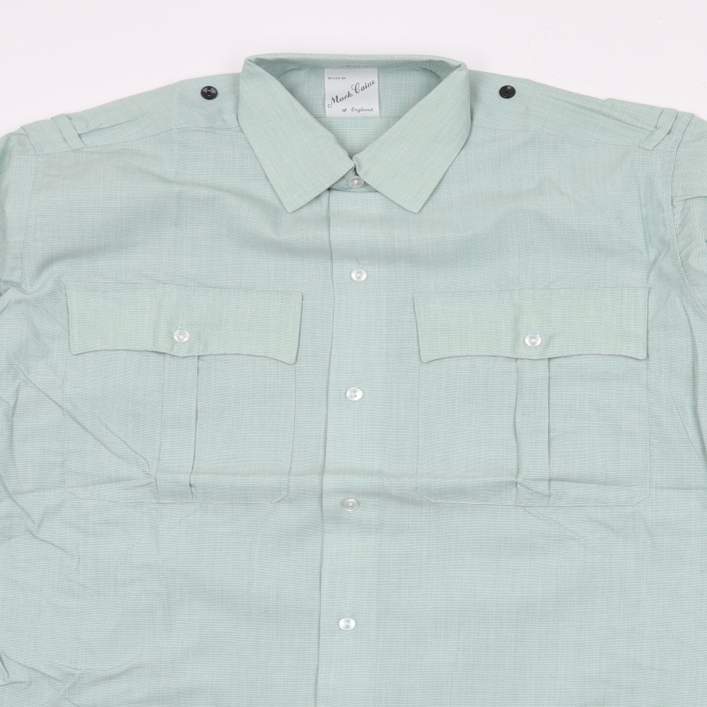 Mens UK Size 15.5 Mark Caine Green  Button-Up Long Sleeve Casual Shirt
