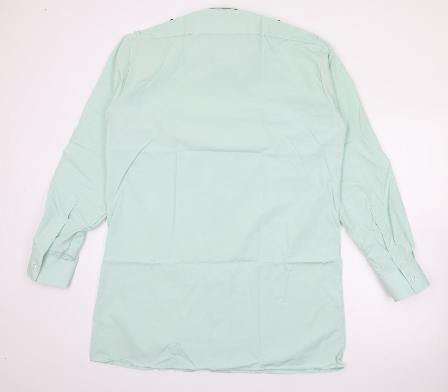 Preworn Mens Green  Polyester  Button-Up Size 16 Collared Button