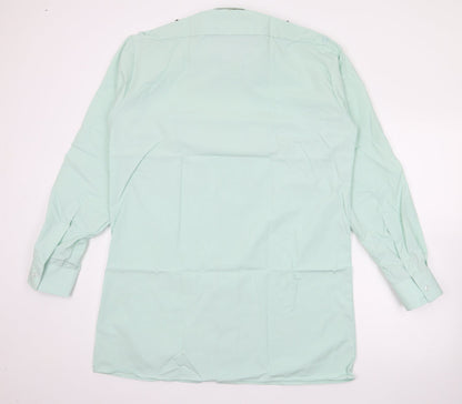 Preworn Mens Green  Polyester  Button-Up Size 16 Collared Button