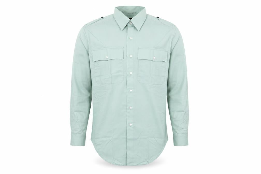 Mens UK Size 16 Novus Green  Button-Up Long Sleeve Casual Shirt