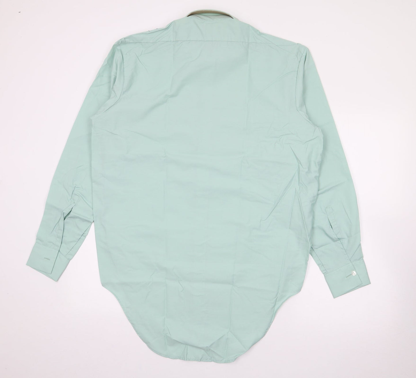 Mens UK Size 16 Novus Green  Button-Up Long Sleeve Casual Shirt