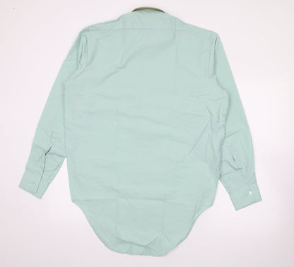 Mens UK Size 16 Novus Green  Button-Up Long Sleeve Casual Shirt