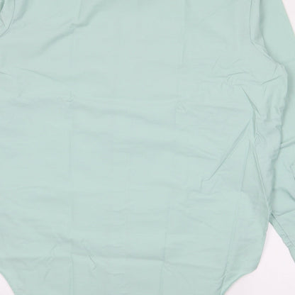 Mens UK Size 16 Novus Green  Button-Up Long Sleeve Casual Shirt