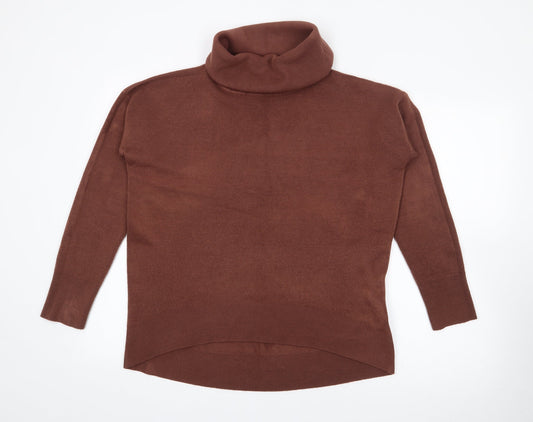 Primark Womens Brown Roll Neck  Acrylic Pullover Jumper Size S