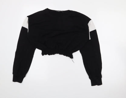 Select Womens Black  Cotton Pullover Sweatshirt Size S