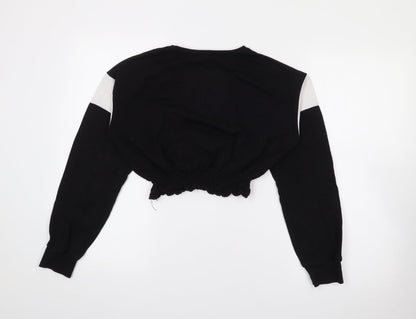 Select Womens Black  Cotton Pullover Sweatshirt Size S