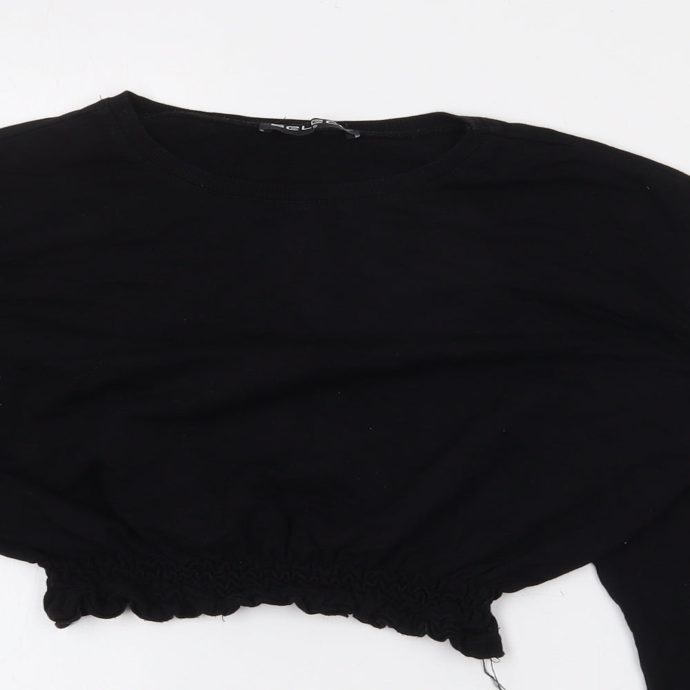 Select Womens Black  Cotton Pullover Sweatshirt Size S