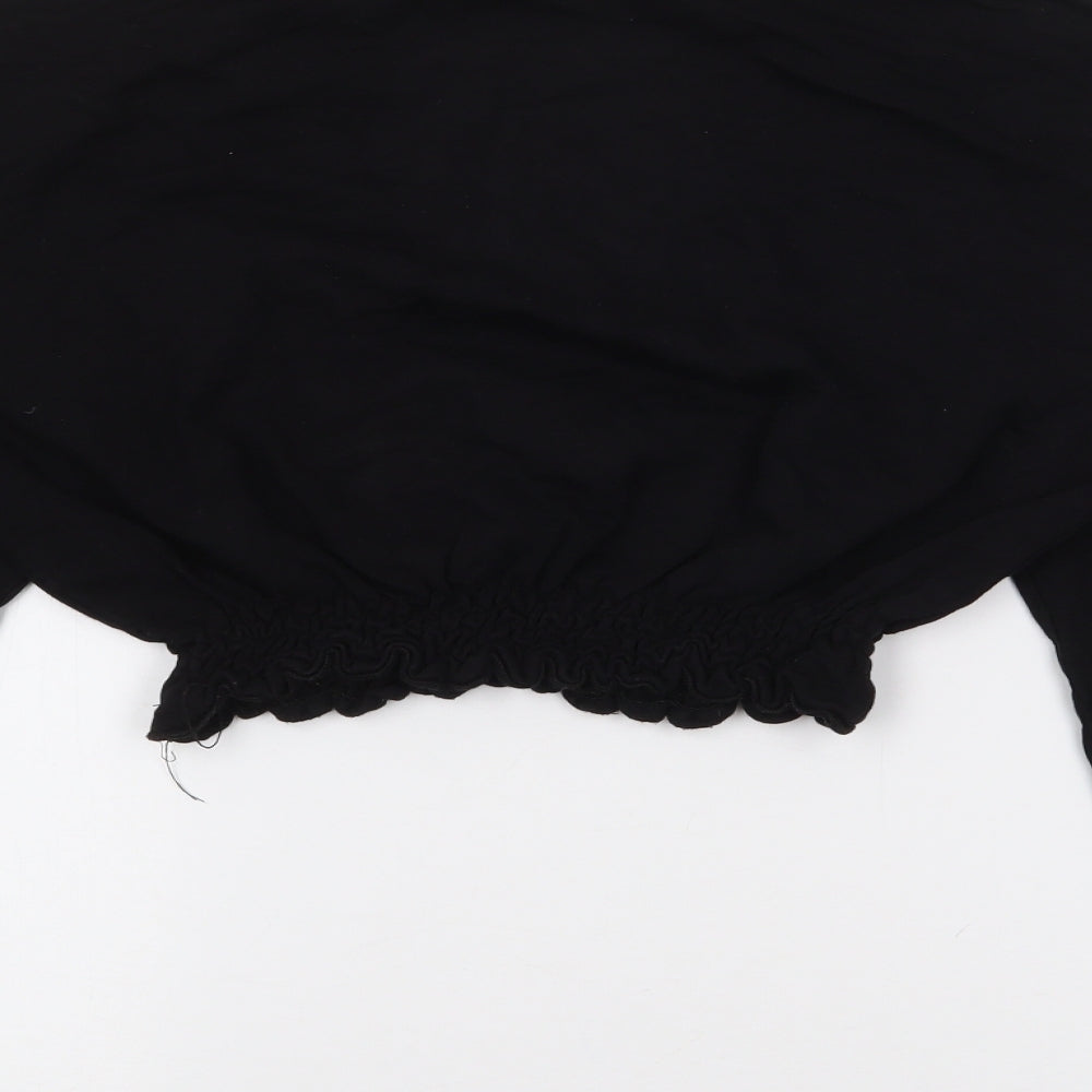 Select Womens Black  Cotton Pullover Sweatshirt Size S