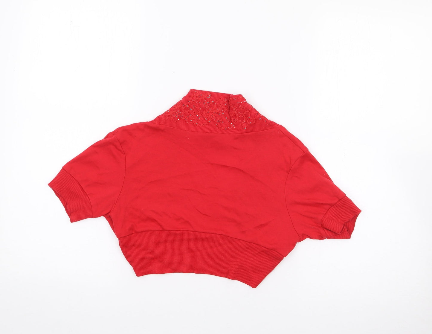 Wearall.com Womens Red V-Neck  Cotton Shrug Jumper Size XS