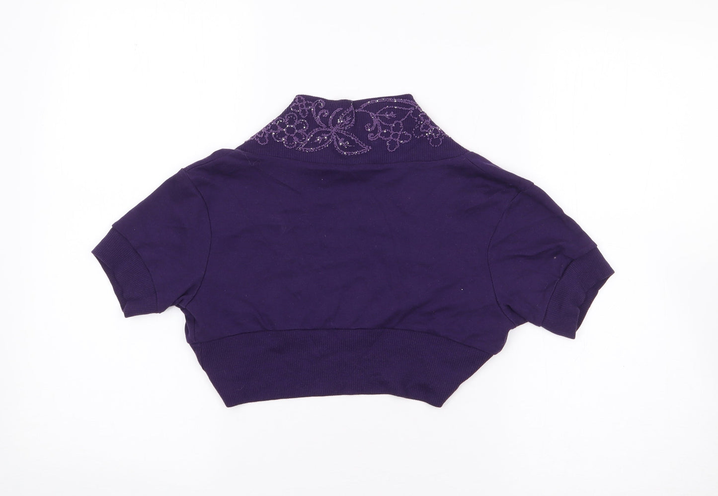 Style Womens Purple V-Neck  Cotton Shrug Jumper Size XS