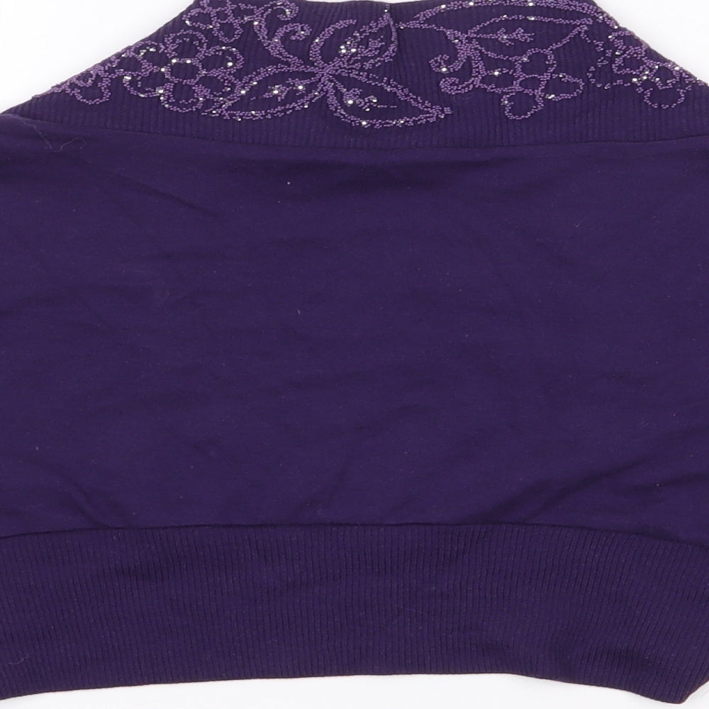 Style Womens Purple V-Neck  Cotton Shrug Jumper Size XS