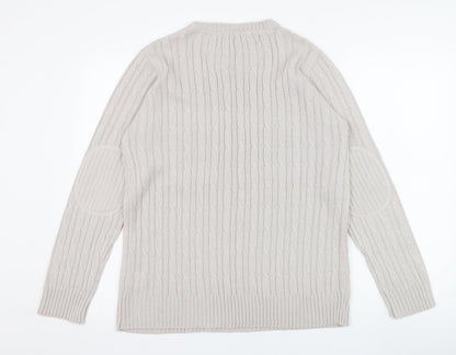 Brave Soul Mens Grey Round Neck  Acrylic Pullover Jumper Size S