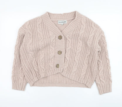 COLLEZIONE GRIA Womens Pink V-Neck  Acrylic Cardigan Jumper Size M