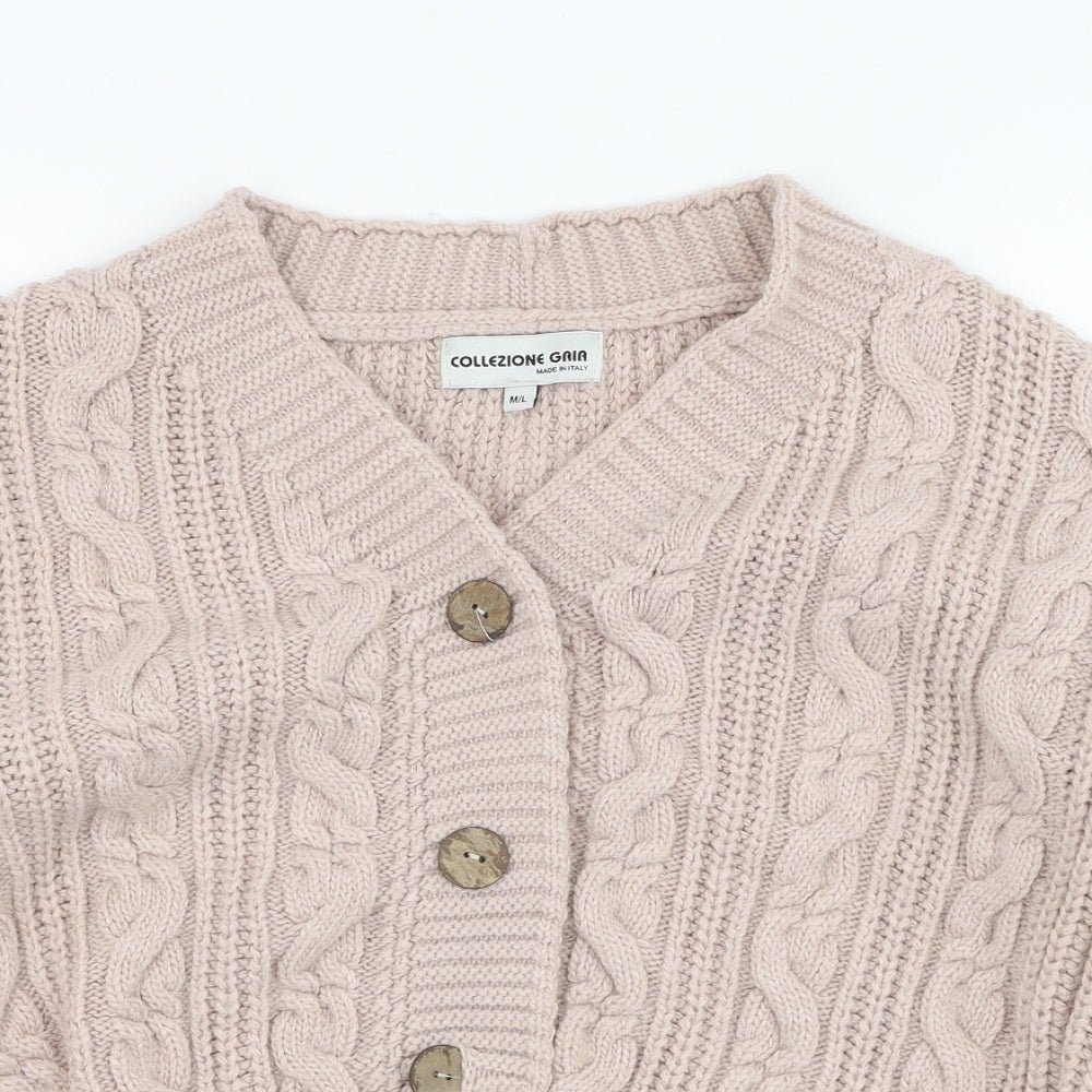 COLLEZIONE GRIA Womens Pink V-Neck  Acrylic Cardigan Jumper Size M