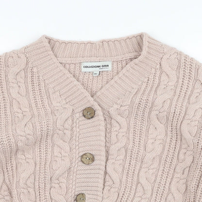 COLLEZIONE GRIA Womens Pink V-Neck  Acrylic Cardigan Jumper Size M