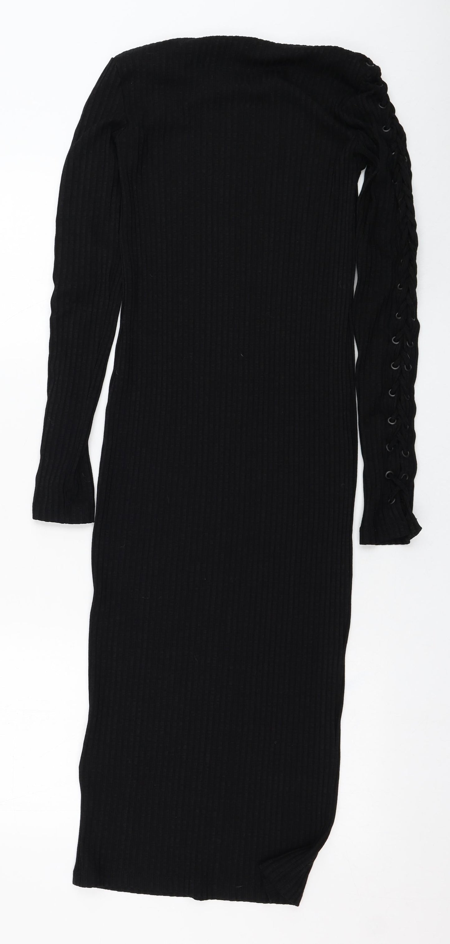 H&M Womens Black  Viscose Pencil Dress  Size 8  Round Neck Pullover