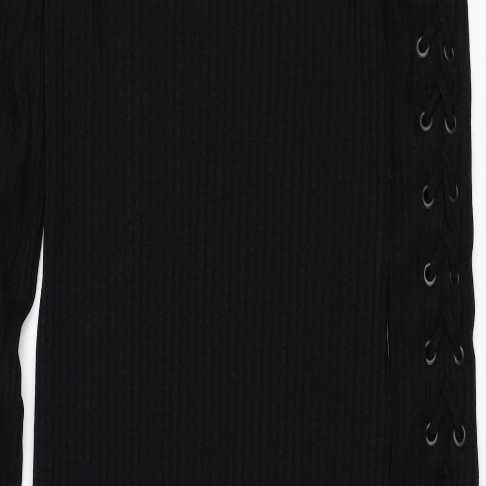 H&M Womens Black  Viscose Pencil Dress  Size 8  Round Neck Pullover