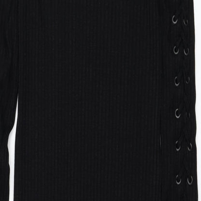 H&M Womens Black  Viscose Pencil Dress  Size 8  Round Neck Pullover