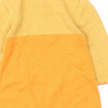 Preworn Girls Yellow Round Neck  Cotton Pullover Jumper Size 4 Years