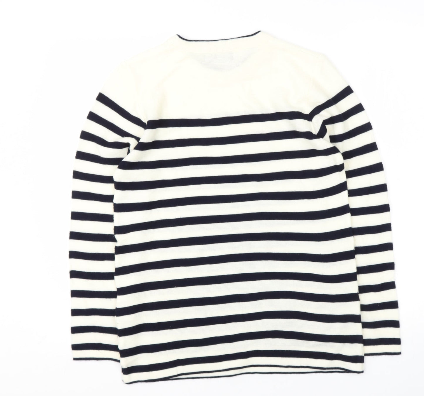 FABRIZIO GIANNI Womens Beige Round Neck Striped Acrylic Pullover Jumper Size S