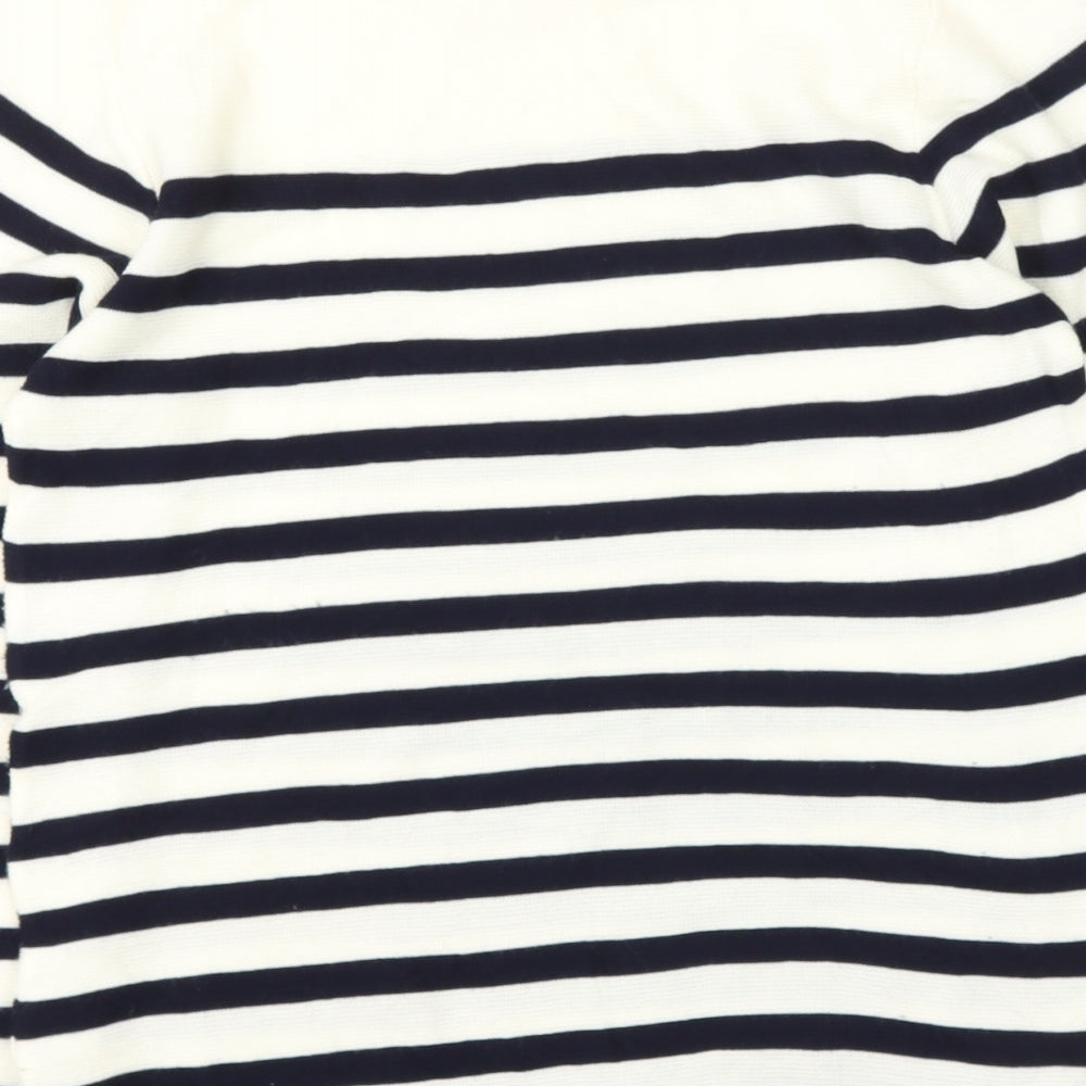 FABRIZIO GIANNI Womens Beige Round Neck Striped Acrylic Pullover Jumper Size S