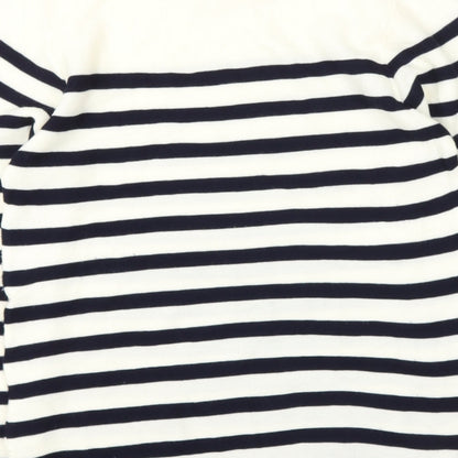 FABRIZIO GIANNI Womens Beige Round Neck Striped Acrylic Pullover Jumper Size S