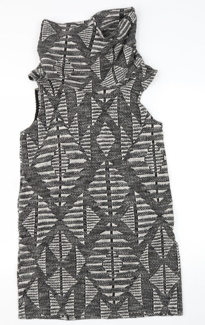 Oasis Womens Black  Cotton Jumper Dress  Size M  Roll Neck