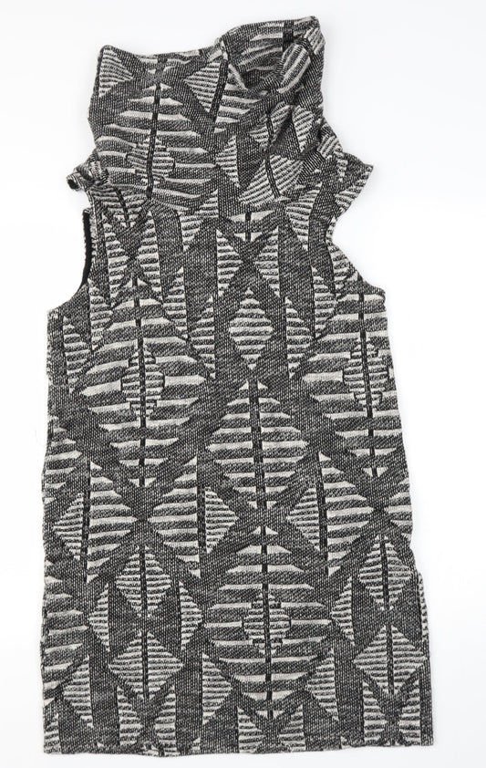 Oasis Womens Black  Cotton Jumper Dress  Size M  Roll Neck